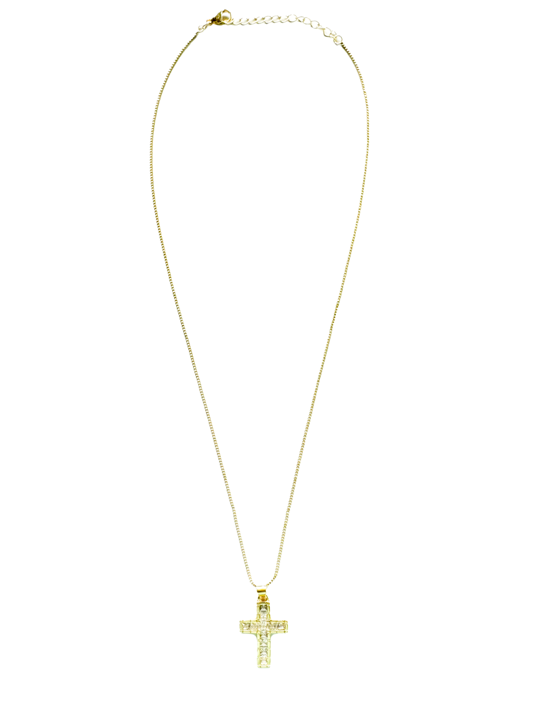 Collar Cruz Dorada con Piedras