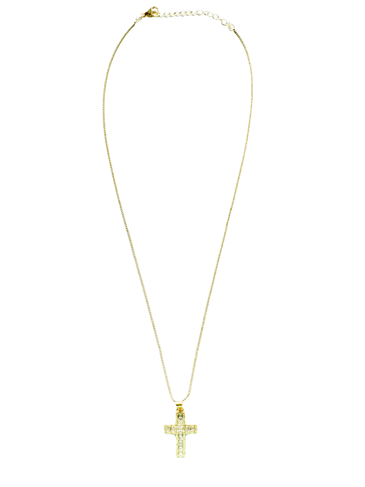 Collar Cruz Dorada con Piedras